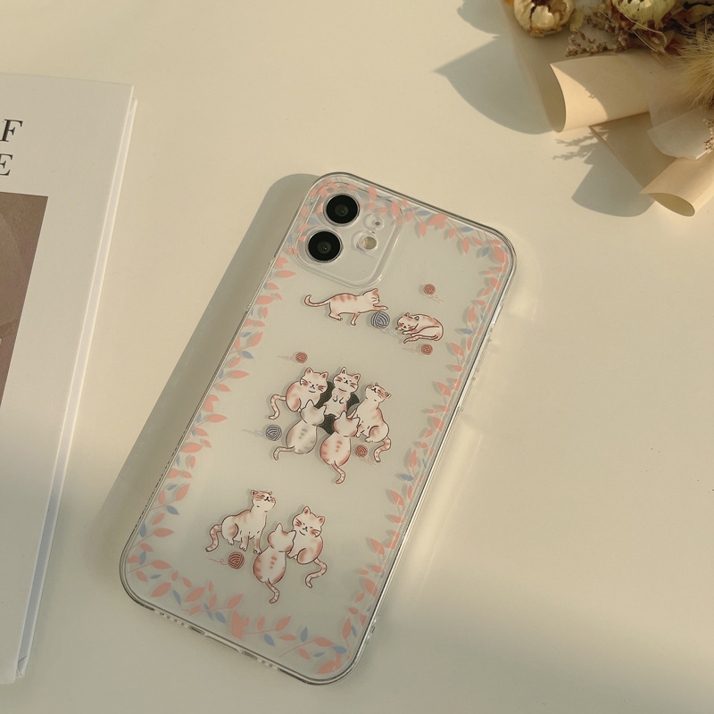 Ốp lưng iphone vuông cạnh hình iPhone/6/6Plus/6s/6sPlus/6/7/7Plus/8/8Plus/X/Xs/Xs Max/11/11Pro/11ProMax/12/12PROMAX/12MINI/12PRO Petal Cat | BigBuy360 - bigbuy360.vn