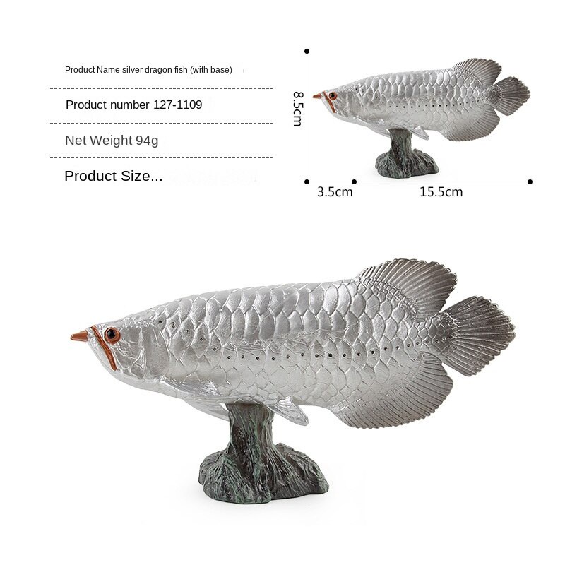 Mô Hình Động Vật Biển Arowana Màu Vàng / Bạc Bằng Nhựa Dễ Thương Cho Bé