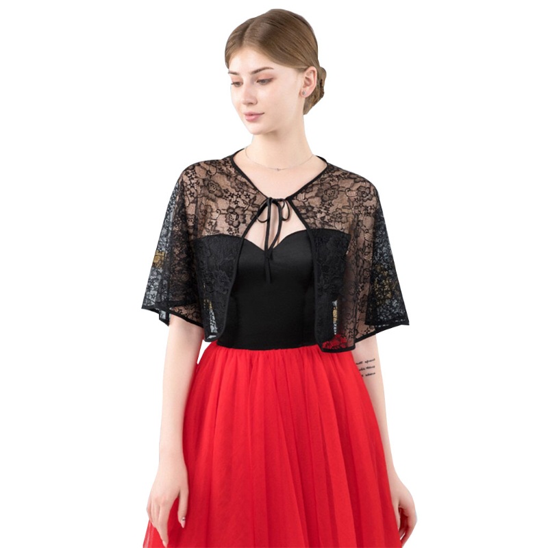 Áo Choàng Voan Phối Ren Hoa Thời Trang Dành Cho Nữ