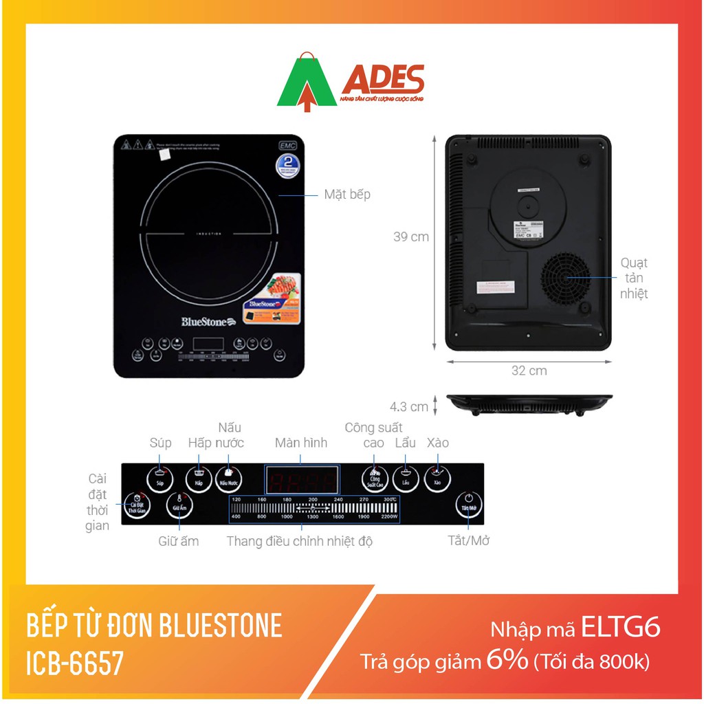 Bếp từ đơn Bluestone ICB6657 Phân phối chính hãng