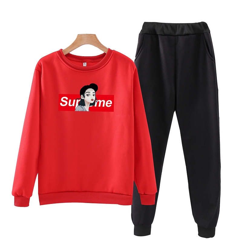 Bộ 2 Áo Hoodie Tay Dài In Chữ Supreme