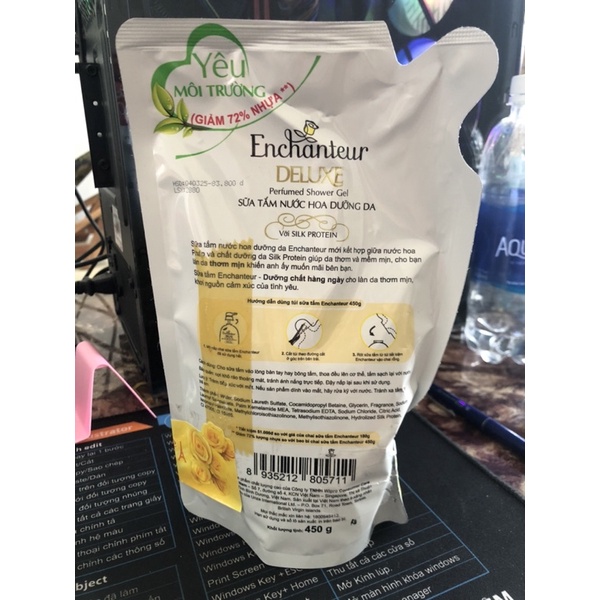 Sữa Tắm Enchanteur Túi 200g , 450g, chai Gội 150g