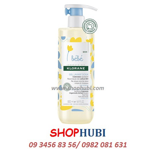 Sữa tắm gội trẻ em Klorane bebe Gentle Cleansing Gel 500ml