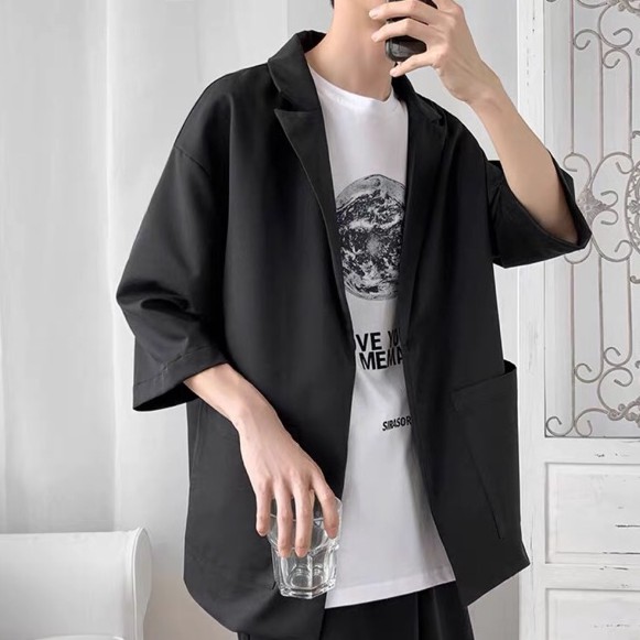 Áo blazer tay lỡ unisex form rộng nam hè thu phong cách Hàn Quốc-BZ05 M.RO