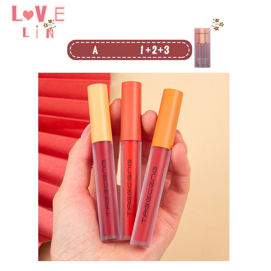 Bộ 3 Son Môi Màu Nhung Lì Kiêm Má Hồng Hai Công Dụng Màu Sắc Dành Cho Nữ
