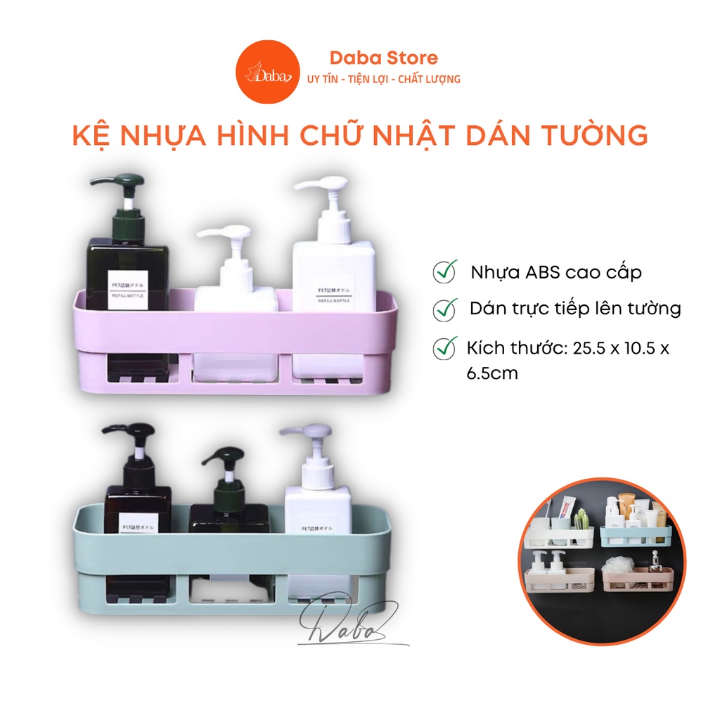 Kệ Nhựa Chữ Nhật Dán Tường Để Đồ Nhà Bếp Nhà Tắm Khay Đựng Đồ dúng nhà bếp dán tường