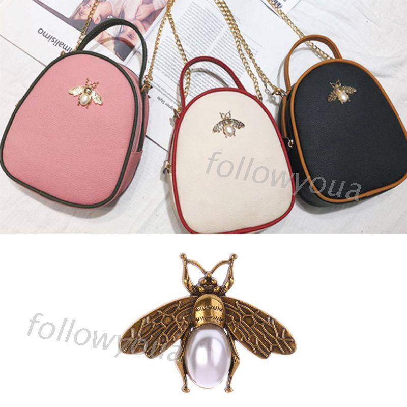 Phụ Kiện Trang Trí Túi Xách Hình Con Ong Bằng Kim Loại