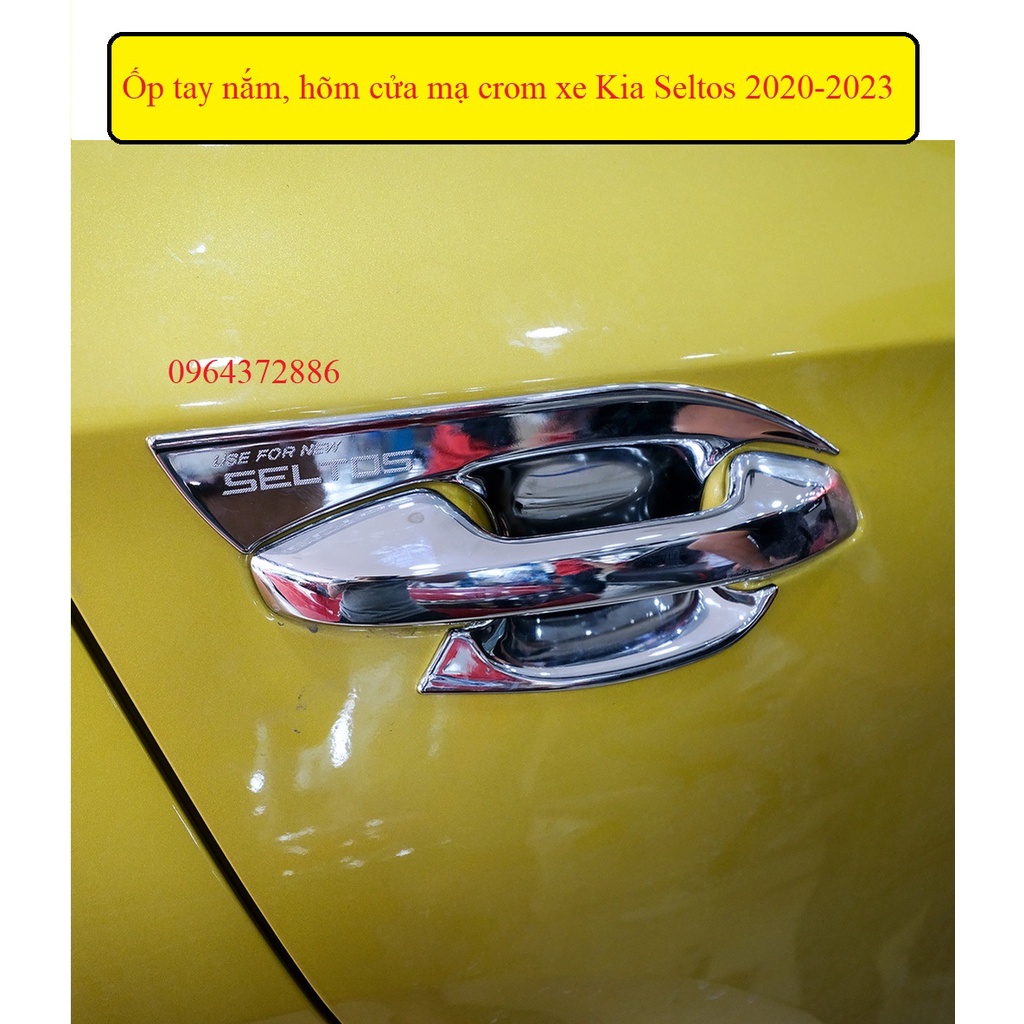 Ốp tay nắm, hõm cửa xe Kia Seltos 2020 - 2023 mạ crom cao cấp, sáng bóng - Bản Luxury + Premium