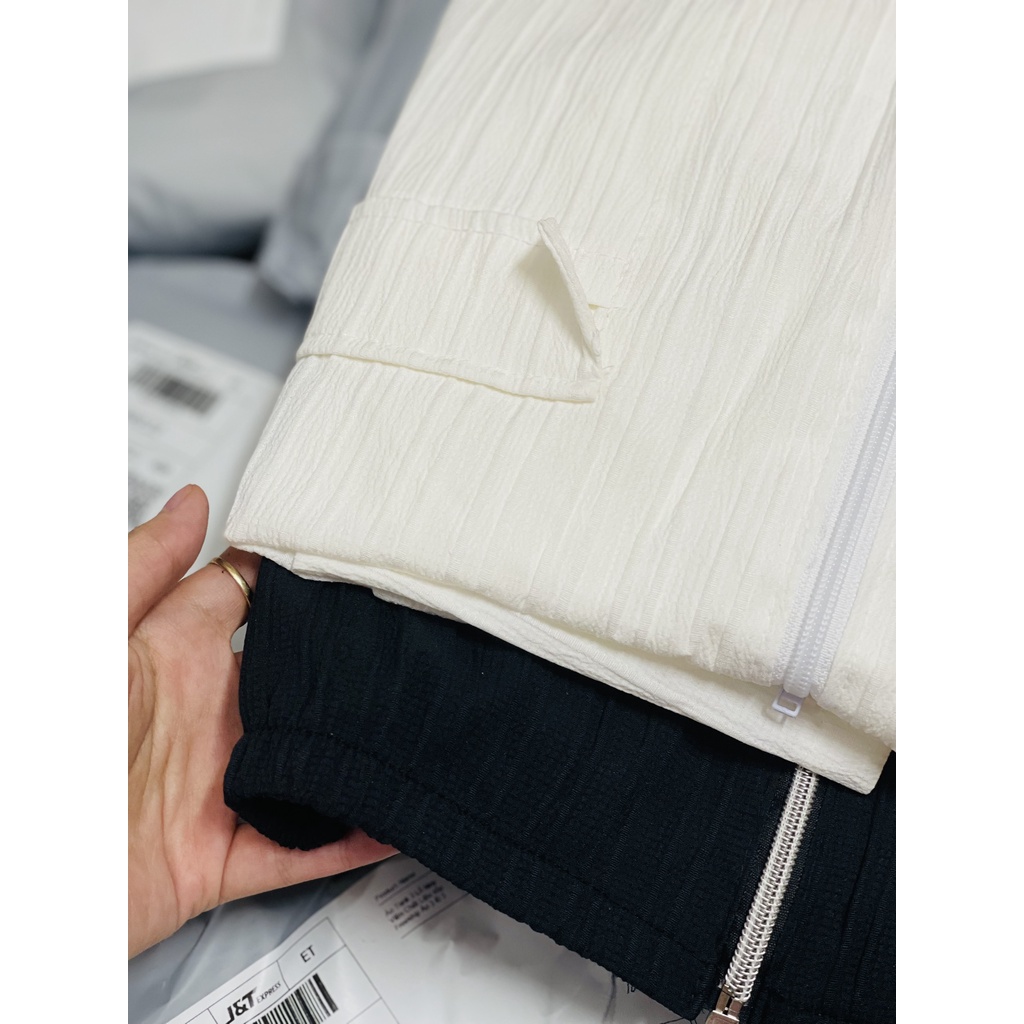 Set Đồ Bộ nữ Chất Liệu Đũi Nhăn FreeShip Áo Khoác Kèm Quần Đùi Phong Cách Hàn Quốc