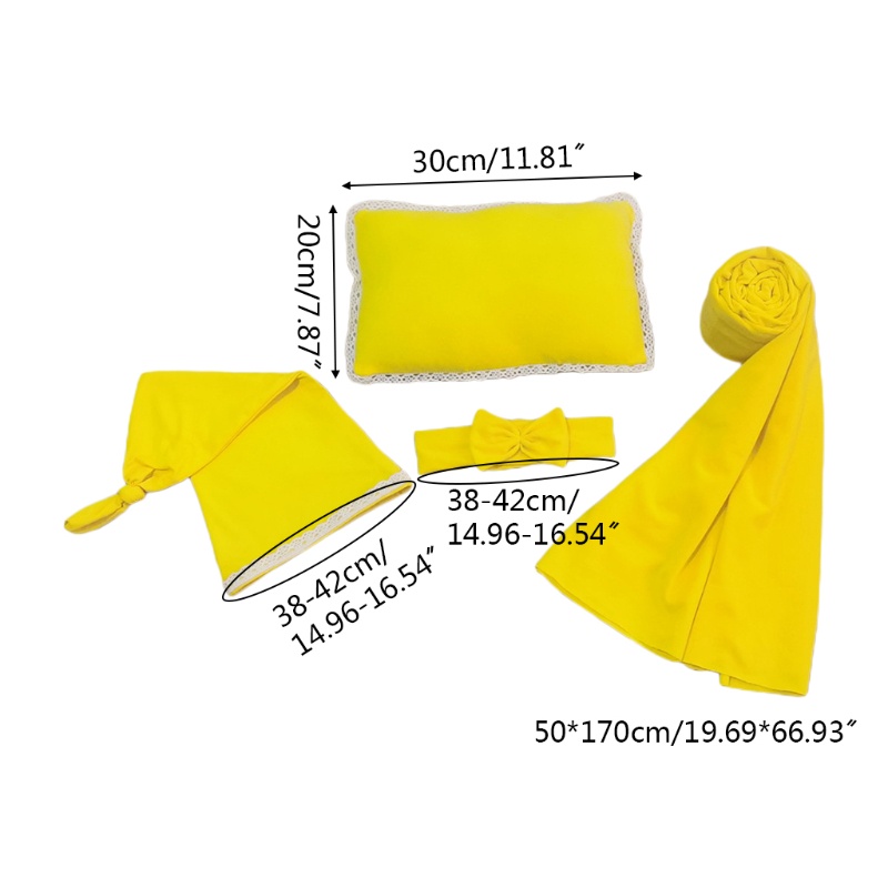 Bộ 4 Món Gồm Chăn + Gối + Băng Cài Đầu Thắt Nút Chụp Ảnh Cho Bé