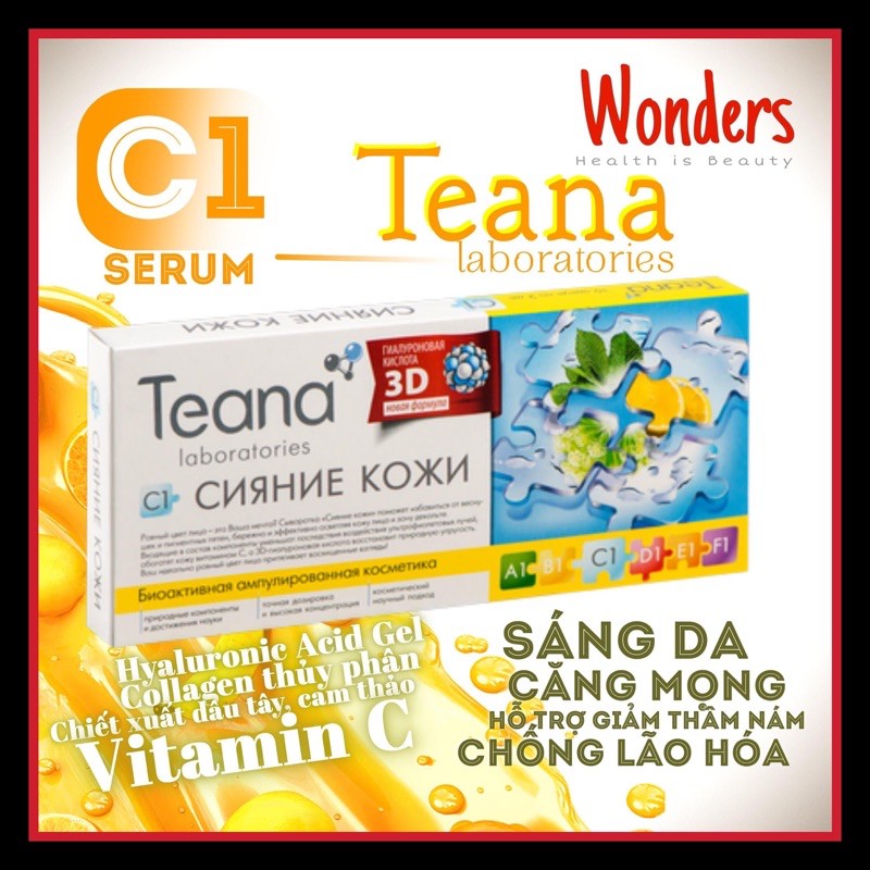 Serum TEANA C1 Vitamin C - Collagen tươi sáng da, mờ thâm, nám [Bill Nga]