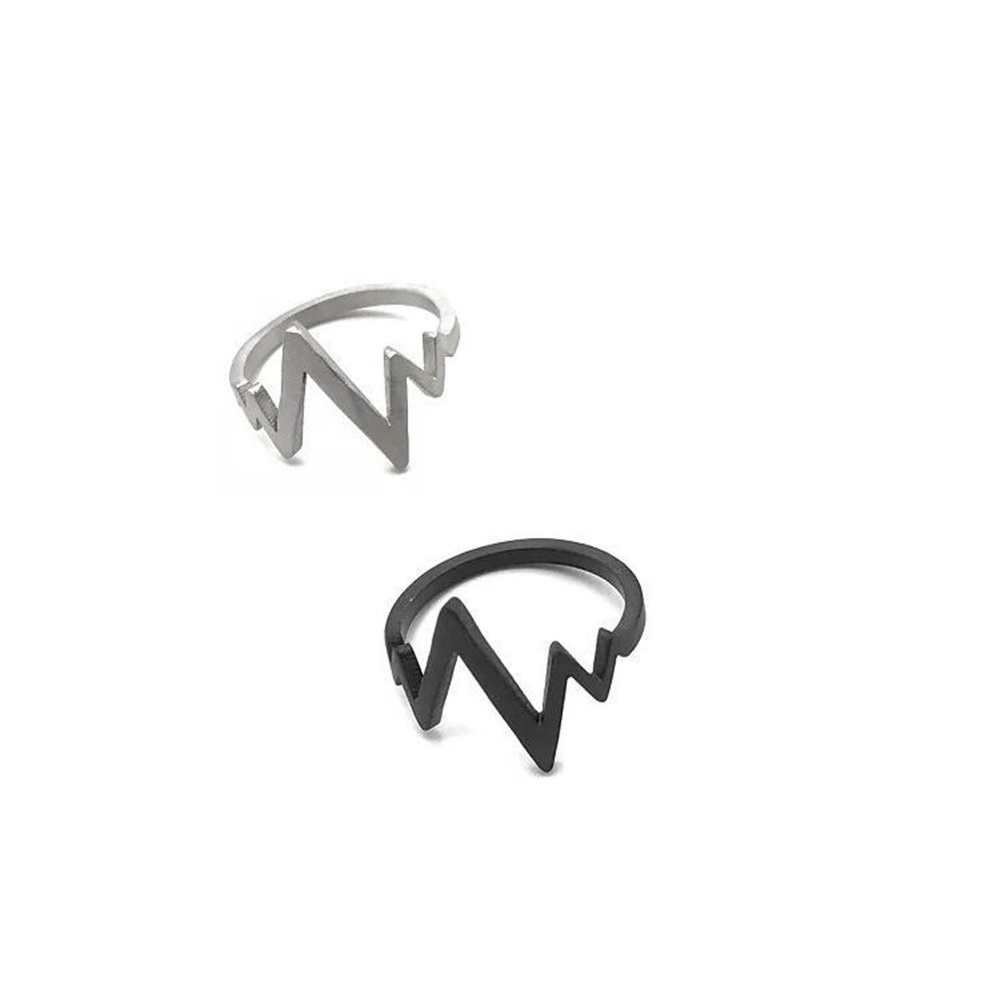 Nhẫn đeo tay màu bạc/ đen phong cách retro cho cặp đôi