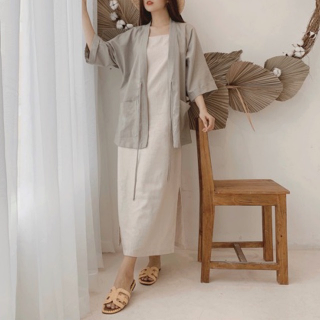 (HÌNH THẬT) (HÀNG THIẾT KẾ) Áo Khoác Kimono Chất Vải Linen