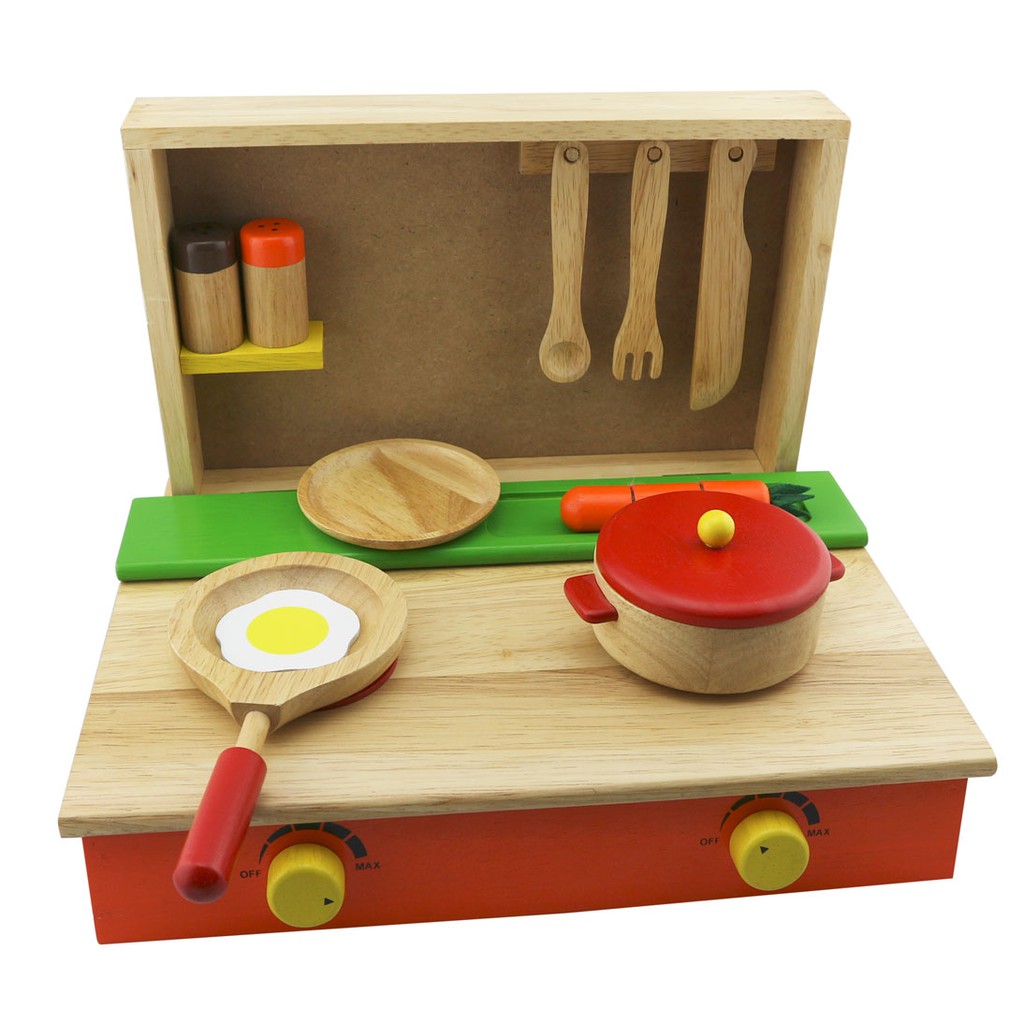 Bếp gỗ đồ chơi cho bé nhập vai đầy đủ dụng cụ chơi giá rẻ, đồ chơi đồ hàng nấu ăn bằng gỗ