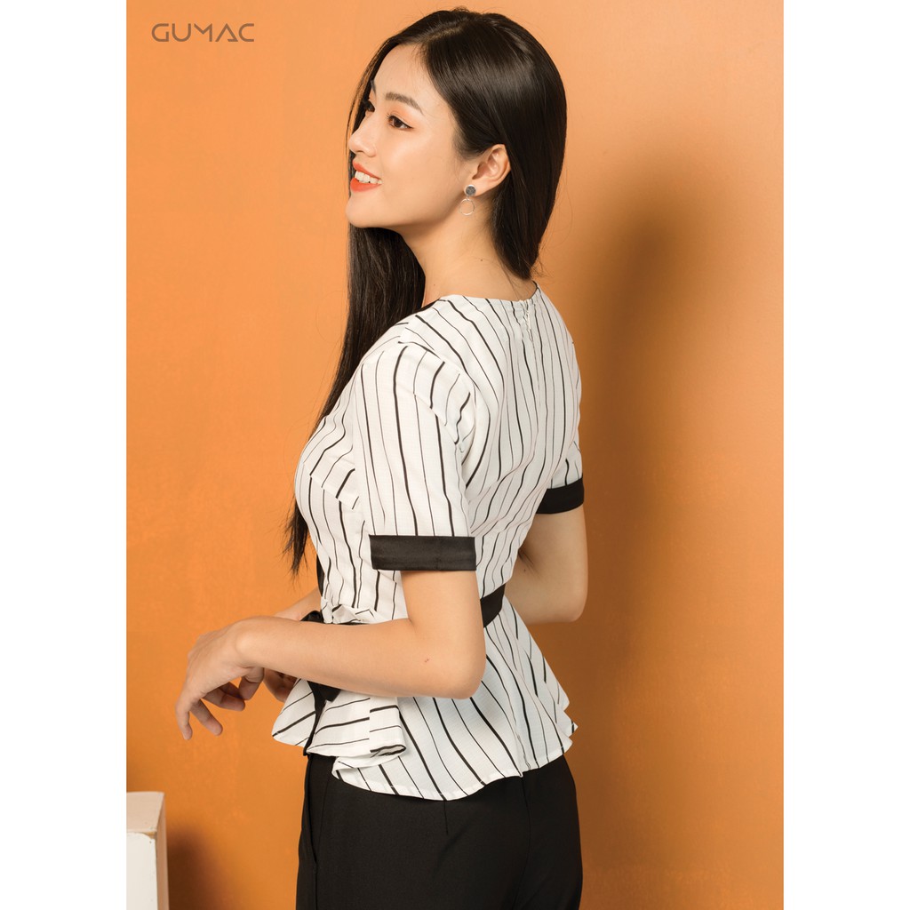 [Mã MABR07062 giảm 8% tối đa 50K đơn từ 249K] Áo sọc peplum GUMAC A07911_TRANG