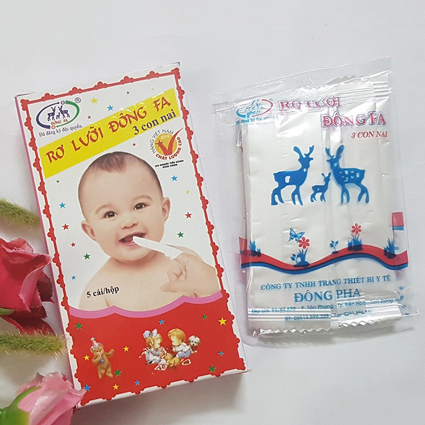 Combo 10 hộp rơ lưỡi Đông Fa, gạc rơ lưỡi đông pha vệ sinh răng, lưỡi, miệng cho bé (5 chiếc/ hộp)