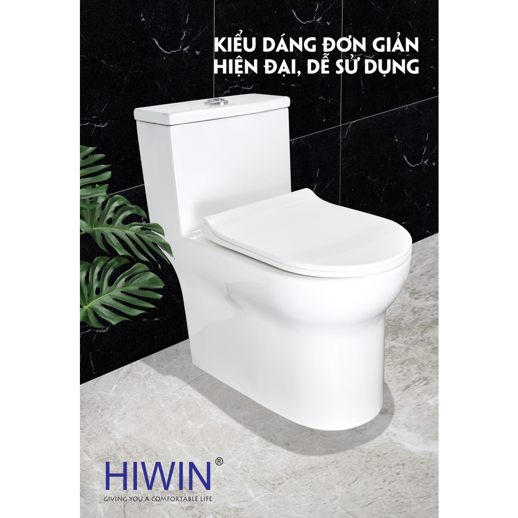 Bồn cầu sứ nguyên khối tráng men chống bám bẩn cao cấp HIWIN MT-5015