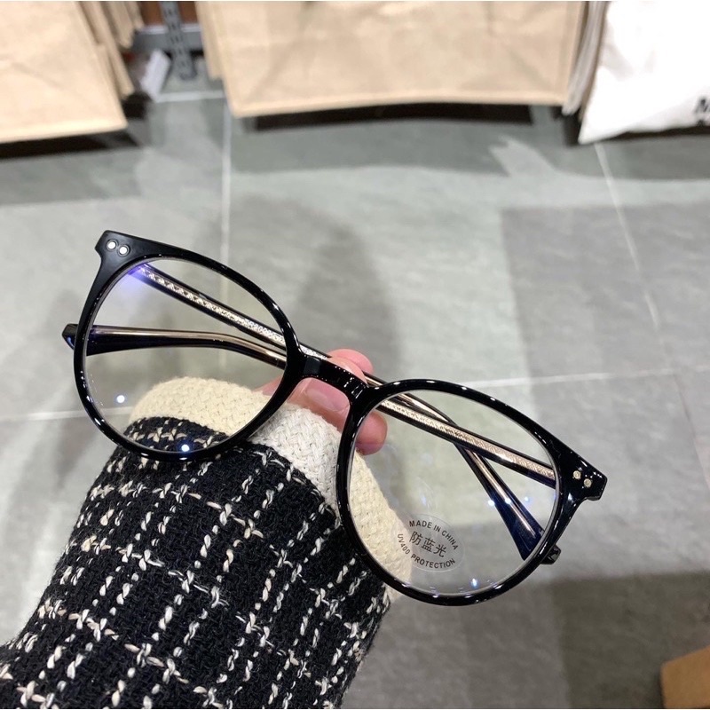 Gọng kính mắt nhựa tròn chống ánh sáng xanh càng kim loại - Phụ kiện thời trang nam nữ cao cấp Kihu Eyewear 30039