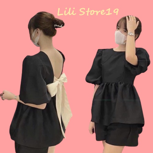 (VIDEO THẬT) Set Babydoll Nơ To Thắt Sau Lưng Siêu Bánh Bèo Điệu Đà