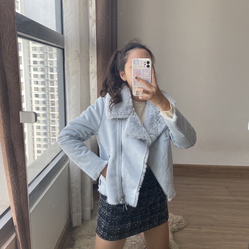 Áo biker da lộn lót lông