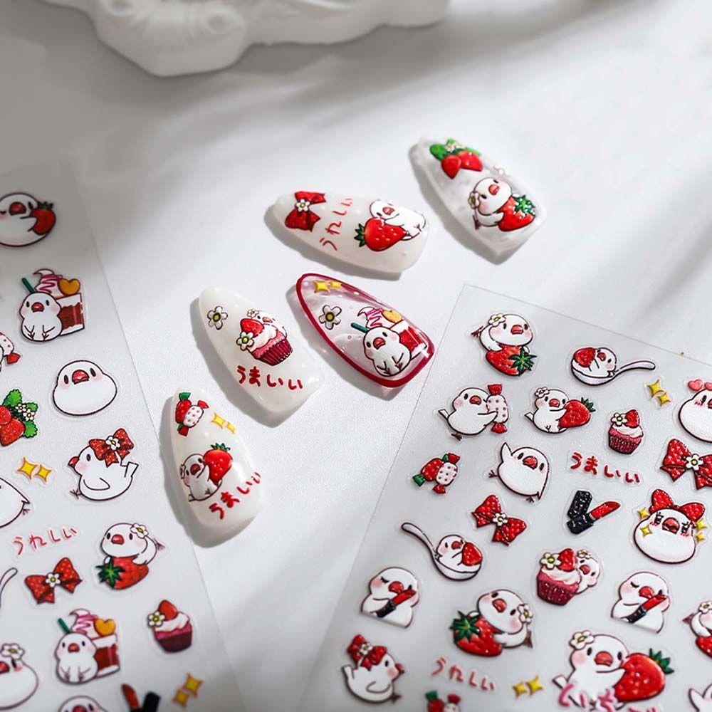 QQMALL Miếng Dán Trang Trí Móng Tay Họa Tiết Hoạt Hình Dễ Thương