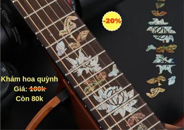 Bộ miếng dán nốt Cần đàn giả khảm cho guitar chính hãng