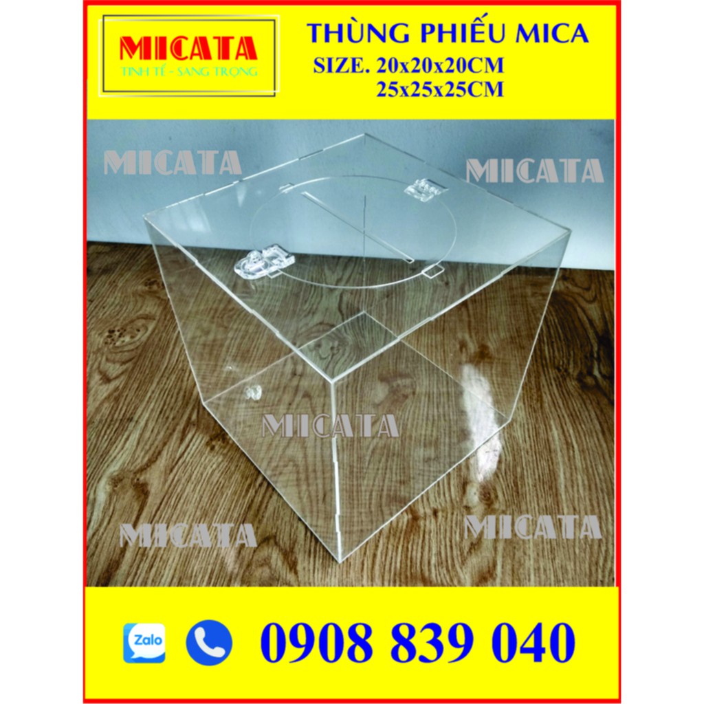 THÙNG PHIẾU MICA - ĐÃ LẮP RÁP 20X20X20 CM 25X25X25