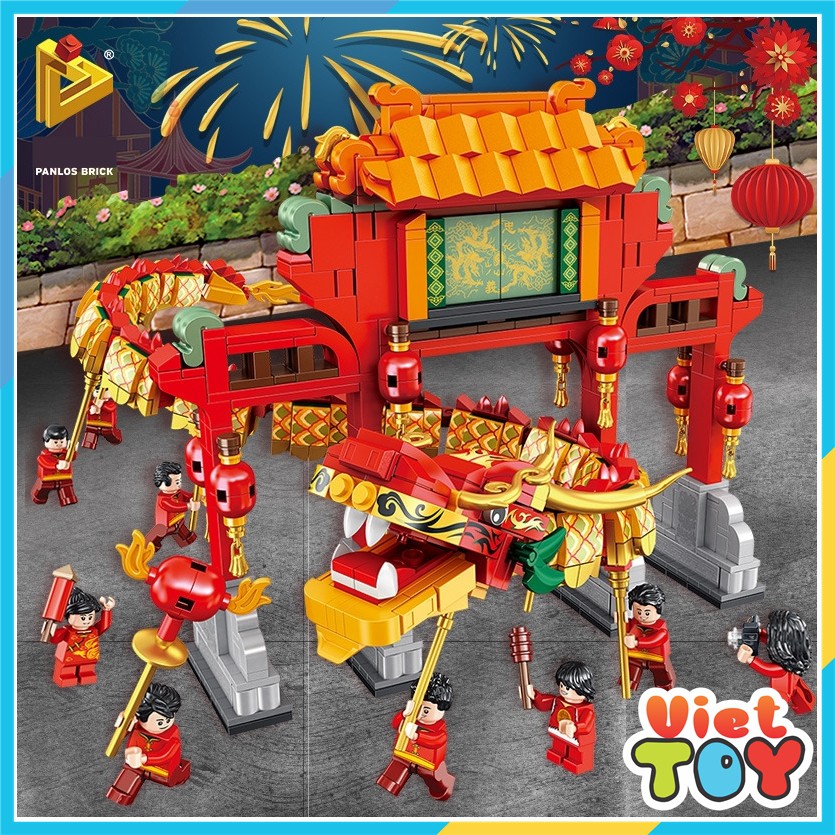 Lắp ráp mô hình Múa rồng đón Tết cổ truyền PANLOS - 7701