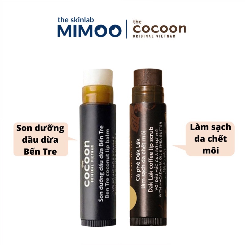 [Combo] Son tẩy da chết Cocoon &amp; Son dưỡng dầu dừa Bến Tre Cocoon