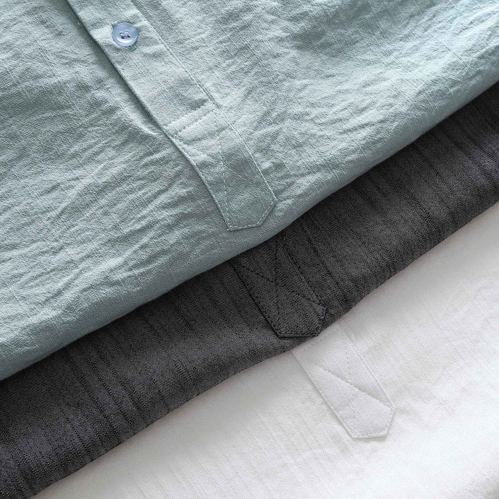 (bigsize < 130kg) áo sơ mi nam cổ trụ vải đũi | BigBuy360 - bigbuy360.vn