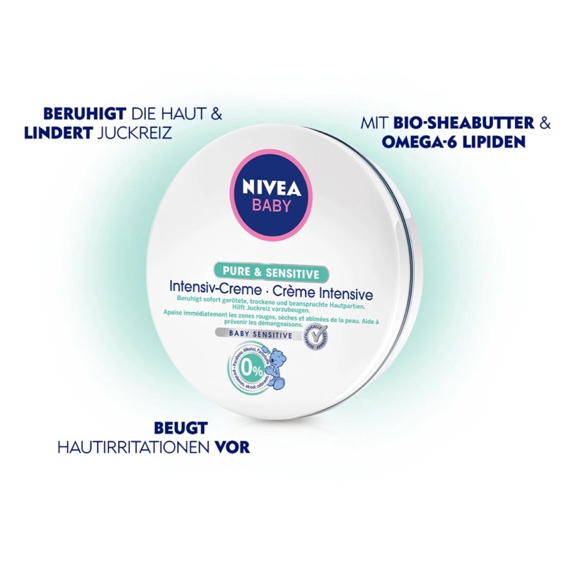 Kem dưỡng da toàn thân cho bé Nivea Pure &amp; Sensitive Intensiv-Creme, 150 ml