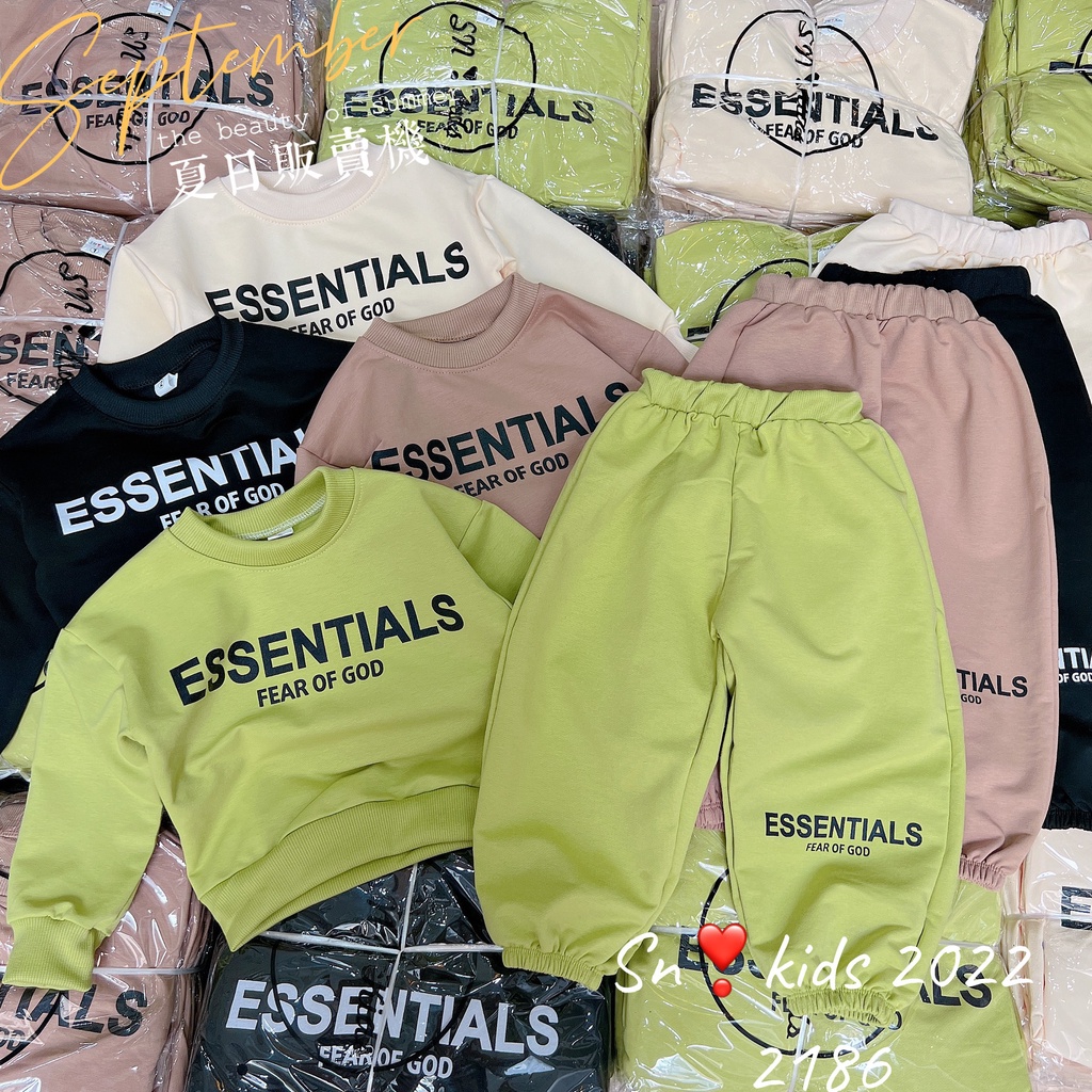 Quần áo thu đông bé trai, bé gái, bộ quần áo da cá họa tiết ESSENT 4 siêu đỉnh cho bé