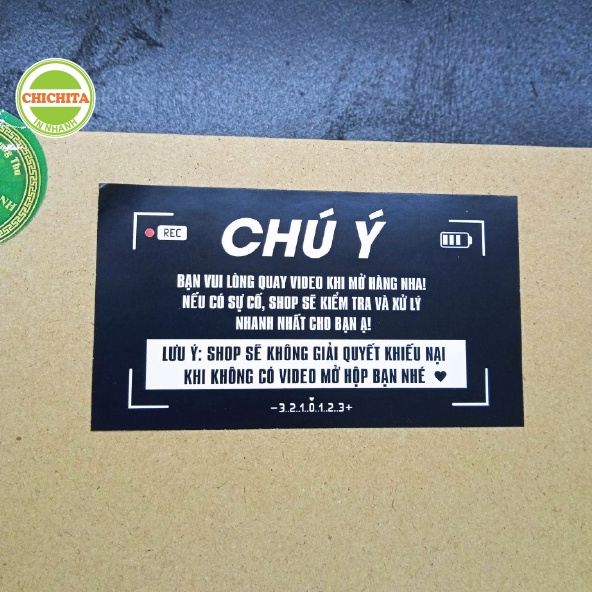Tem Dán Chú Ý Quay Video Trước Khi Mở Hàng Có Keo Dính giá rẻ 9x5cm