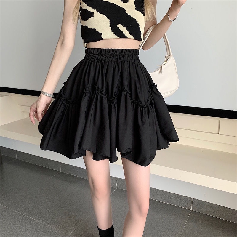 Chân Váy Chữ a Xếp Tầng Lưng Cao Màu Trắng Phong Cách Pháp Dễ Phối Đồ Thời Trang Bốn Mùa Mới