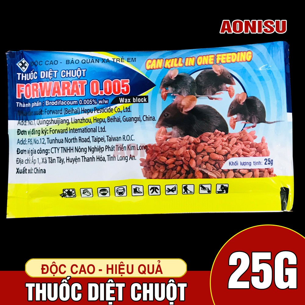 Thuốc Diệt Chuột Sinh Học Thế Hệ Mới FORWARAT GÓI XANH DƯƠNG 25G Hàng Công Ty - Bả Chuột Cực Mạnh AONISU