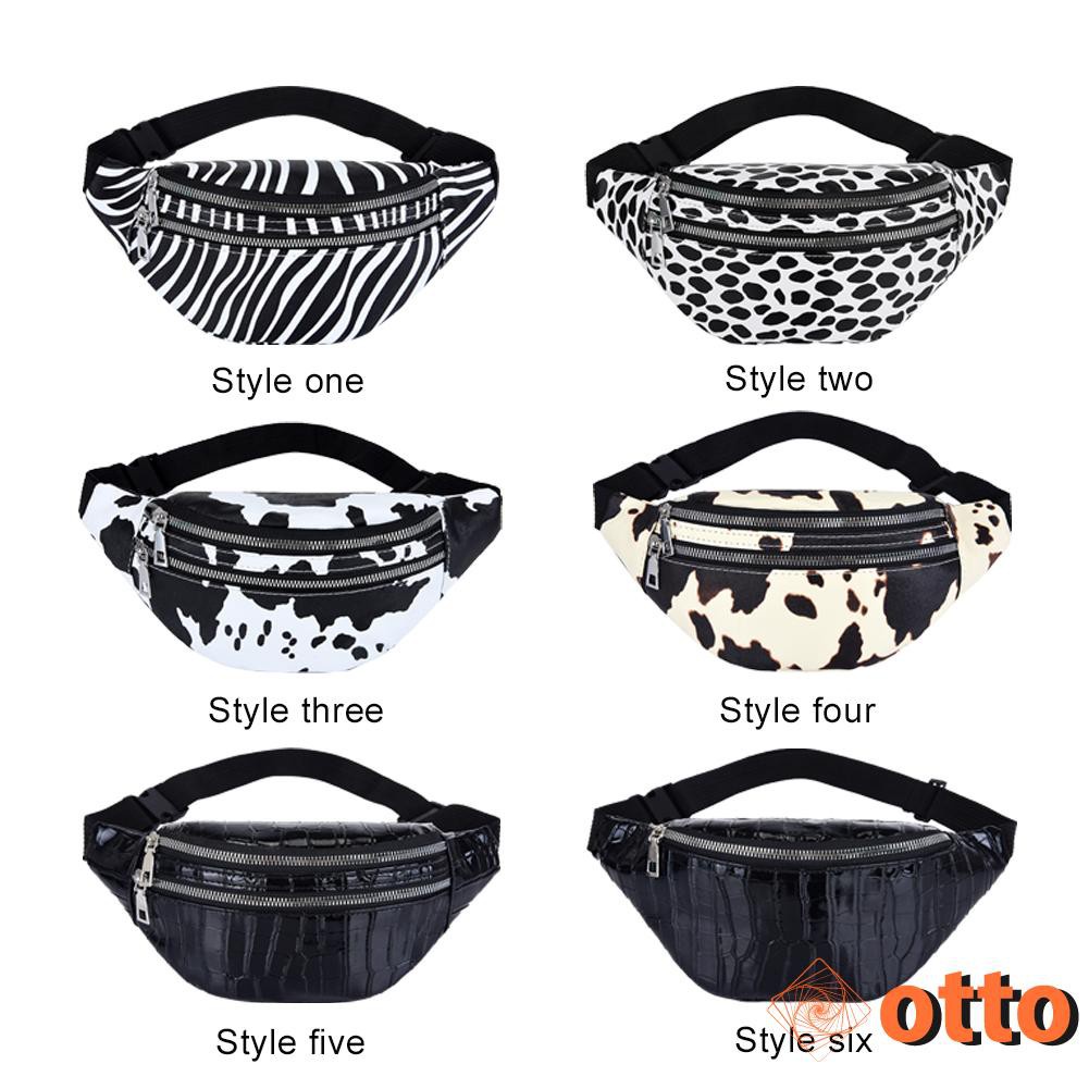 Women Animal Pattern Waist Messenger Bag Outdoor Flap Money Purses Casual PU Leather Belt Fanny Pack