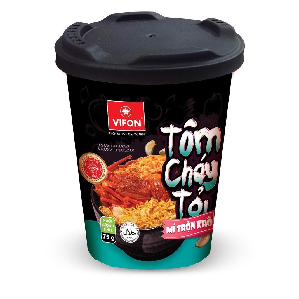 Mì Ly Trộn Tôm Khô Cháy Tỏi Vifon 75g