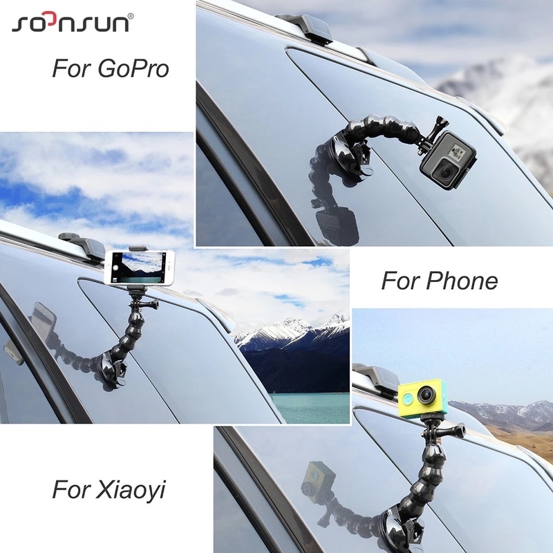 Giá đỡ điện thoại xoay 360 độ có giác hút gắn xe hơi thông dụng cho GoPro