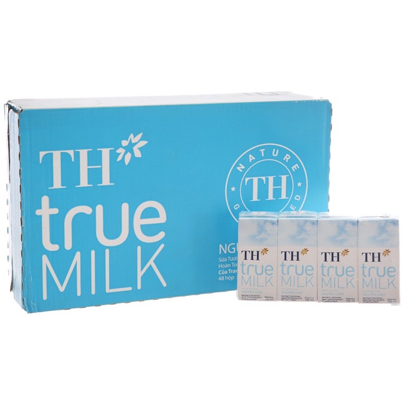 THÙNG 48 HỘP SỮA TH TRUE MILK 180ML CÓ ĐƯỜNG/ ÍT ĐƯỜNG/ SOCOLA/ DÂU/ KHÔNG ĐƯỜNG