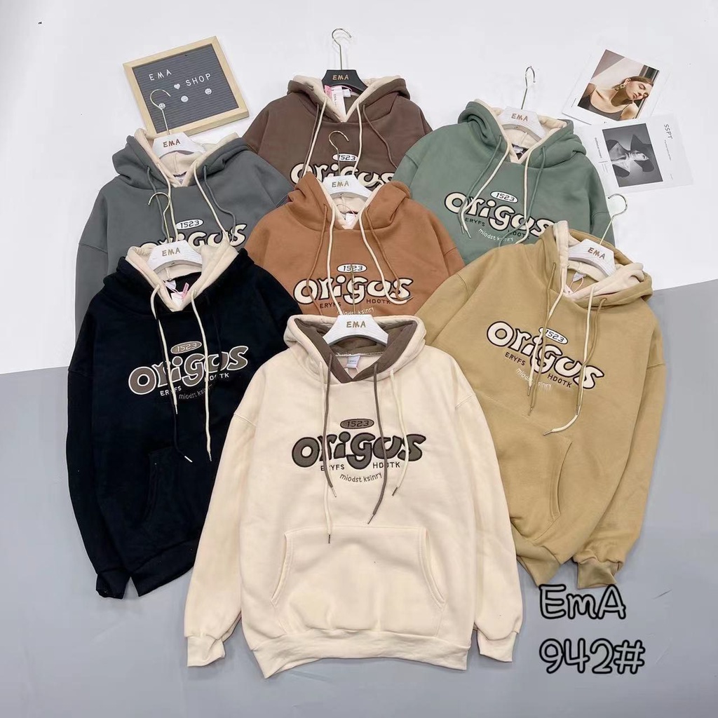 Áo Khoác Hoodie  Có Mũ Chữ Thêu ORIGOS Tay Dài Kiểu  | Smide Clothing