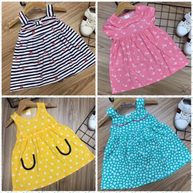 Váy cotton sài gòn 4 chiều cộc tay/ba lỗ/ hai dây 8-22 kg ( ib chọn màu)