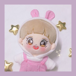 [Có sẵn] Set hoodie thỏ caro + quần yếm caro cho doll 20cm - Outfit cho doll