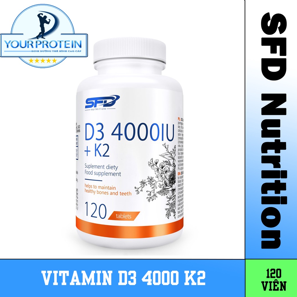 SFD VITAMIN D3 4000 + K2 - Hỗ Trợ Xương Khớp  - 120 VIÊN