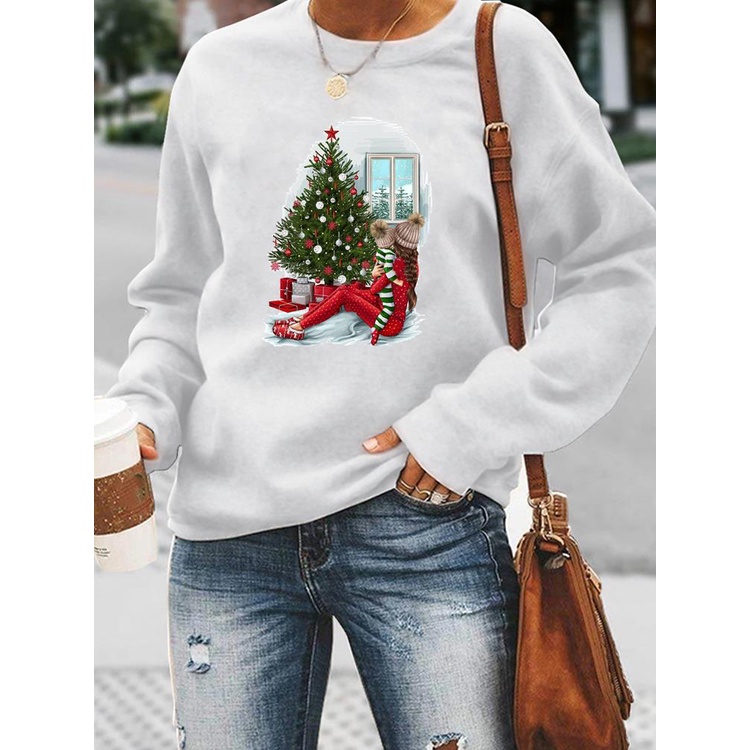 Áo Sweater In Chữ Merry Christmas Và Họa Tiết Da Báo Phong Cách Thời Trang 90s