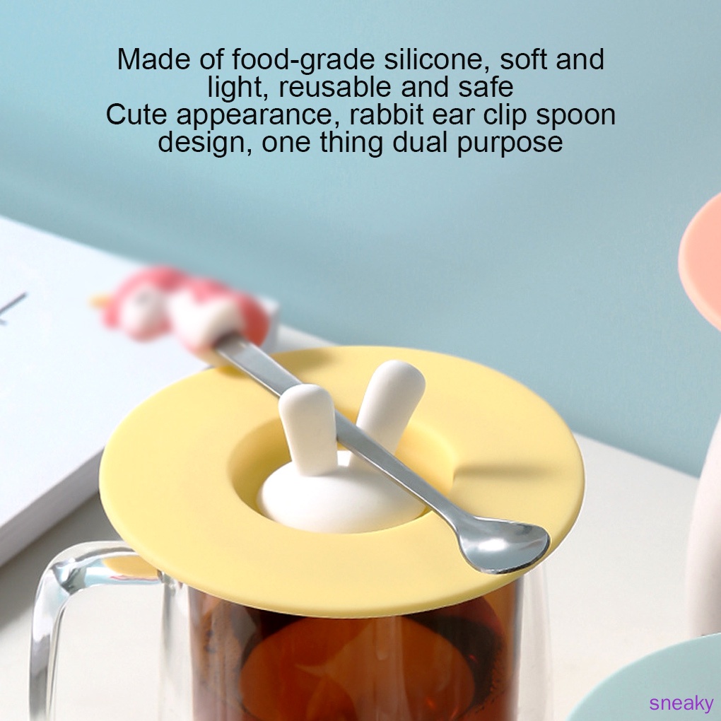 Nắp Đậy Cốc Nước Bằng Silicon Chống Bụi Hình Tròn Họa Tiết Hoạt Hình Màu Vàng