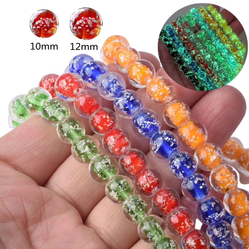 Bộ 5 Hạt Pha Lê Tròn Phát Quang Làm Trang Sức Thủ Công 10/12mm