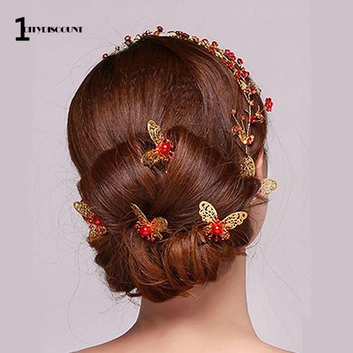 Bộ 6 trâm cài tóc hình bươm bướm thời trang dành cho cô dâu