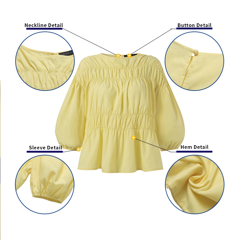 Áo kiểu Zanzea tay lửng cổ tròn phong cách Hàn Quốc cho nữ