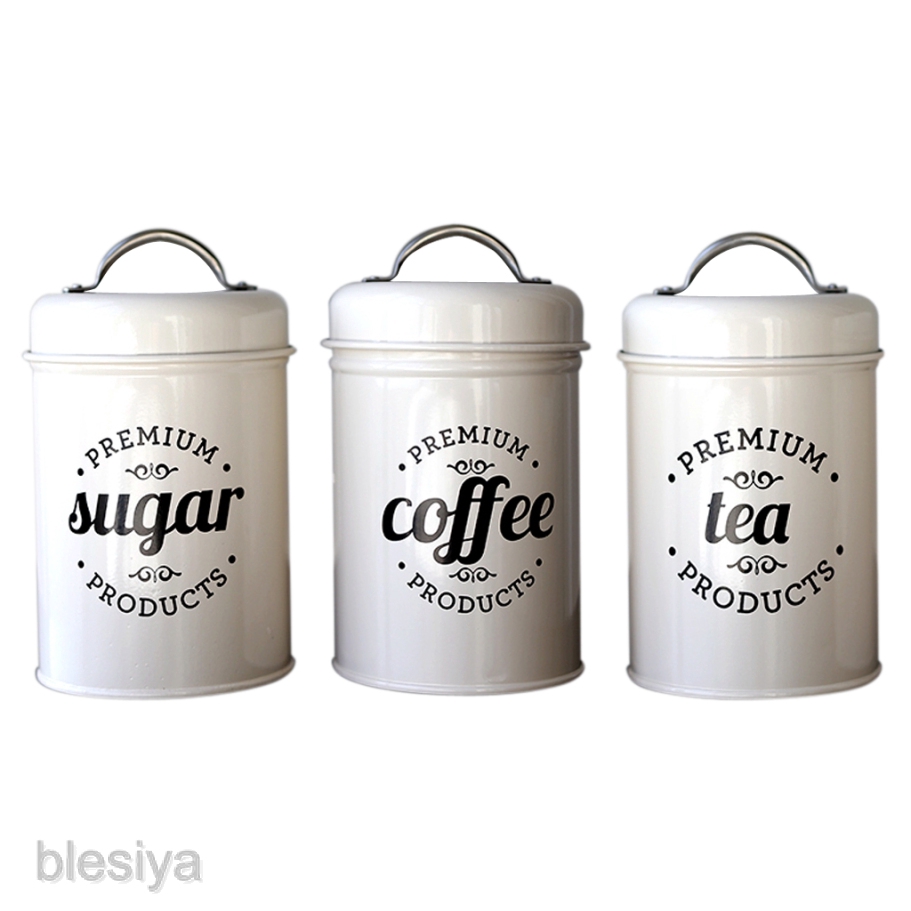 Hộp thiếc đựng trà/cà phê/đường có nắp đậy tiện dụng