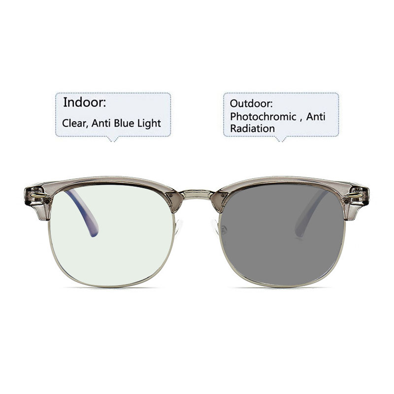 Kính Chống Tia Bức Xạ Mặt Tròn Gọng Kim Loại Chống Ánh Sáng Xanh Thời Trang Cho Nam Và Nữ